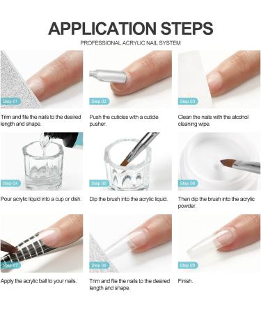 PEACECOLOR Acrylic Nail Kit 8G 2PC Clear White Acrylic Powder Set Professional Acrylic Nail Powder for Nail Acrylic Extension Nail Carving Long-Lasting No Nail Lamp Needed for Home DIY color 167 - Buy Online on GoSupps.com