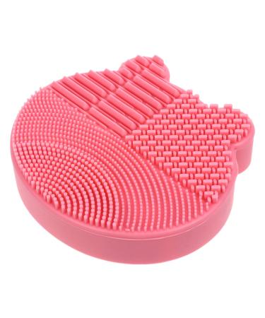 2 1 Makeup Brush Cleaning Pad Silicone Makeup Brush Cleaner Mat 2 in 1 Brush Cleaning Mat Cosmetic Brush Storage Holder Makeup Brush Holder Brush Cleaning Pad with Holder Red