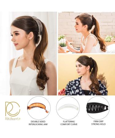 RC Roche 6-Pack Premium Hair Clips for Thick Hair - Large Transparent Brown & Black French Banana Clips - Perfect for Ponytails - Buy Online on GoSupps.com
