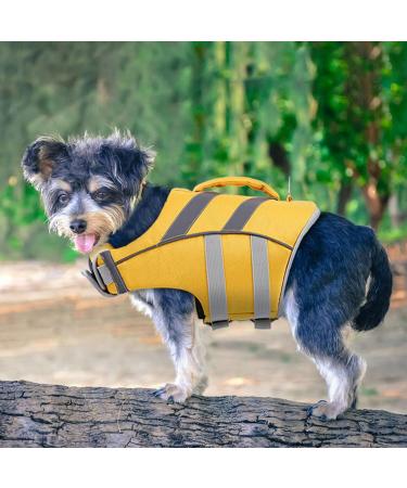 Premium Dog Life Vest - Reflective Adjustable Bathing Suit for Small to Large Dogs - High Swimming Capacity | Yellow - Buy Online on GoSupps.com
