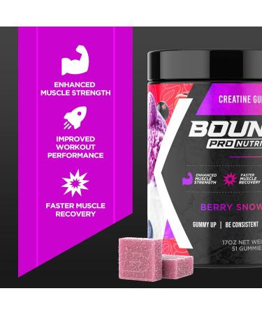Bounce Pro Creatine Monohydrate Gummies for Men & Women, Low Calorie, 6G of Creatine per Serving, Vegan, Anti-Melting, Gluten-Free, Non-GMO, 2g of Creatine per Gummy (51ct, Berry Snow Cone) Berry Snow Cone 51 Count (Pack of  - Buy Online on GoSupps.com