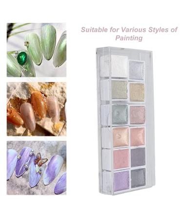 12 Colors Nail Art Watercolor Paint - Pearlescent Glitter Pigment for Stunning Nail Patterns - Buy Online on GoSupps.com