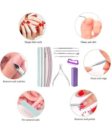 Manicure Nail File Kit Nail Cuticle Remover Kit Nail File and Buffer Set with Double-Sided Nail Files/Polishing Files/Cuticle Nippers/Pusher/PeelerToenail File - Buy Online on GoSupps.com