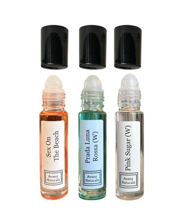 3 Pc Womens Gift Set Fragrance Oil For Women Roll On Body Oil Perfume Samples Fragrance Oil Gift For Her Perfume Oil Sampler Gift Box (Fruity)