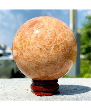 Natural Moonstone Crystal Polished Ball Stone +Wooden Base Quartz Stones Stone Mineral Specimen - Buy Online on GoSupps.com