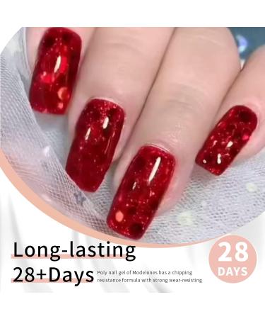 Cycullinyt Glitter Poly Nail Extension Gel Kit 12Pcs Holographic Pink Blue Nail Glitter Builder Poly Nail Gel Professional Poly Gel Extension Nail Kit for Women Laser #1 - Buy Online on GoSupps.com