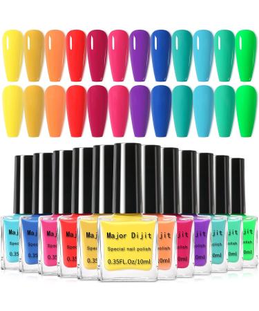 DouborQ 12 Color Nail Polish Set Neno Air Dry 12 Bright Colors 0.35oz Regular Nail Polish Kit Spring Summer Finger Nail Polish Gift Set for Women(1-12) 12 Color Set -A