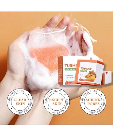 Turmeric Soap Turmeric Natural Soap Bar Turmeric Handmade Soap for Face & Body acne soap for Blackheads Remover Hyaluronic Acid for Deep Cleansing and Skin Moisturising with a Mesh Soap Pouch - Buy Online on GoSupps.com