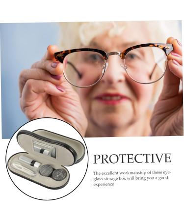 Homsfou 4 Set Glasses Case & Contact Lens Holder - Dual Purpose Leather & Metal Travel Organizer - Buy Online on GoSupps.com