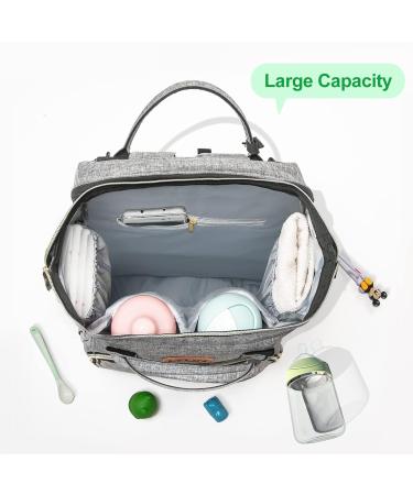 Yuniss Multifunctional Diaper Backpack | Large Capacity Waterproof Baby Bag with Bed Diaper Pad & Stroller Belt - Gray - Buy Online on GoSupps.com