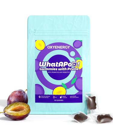 OxyEnergy Prune Digestive Metabolism Gummies for Adults - 30 Gummies with Prebiotics Probiotics Green Coffee Bean & Mulberry Leaf Extract to Support Gut Health Sugar Metabolism & Energy Release