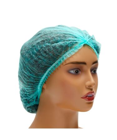 200 Pack Disposable Hair Covers 21 Bouffant Food Service Hair Nets for Kitchen Cafeteria Sleeping (Green)