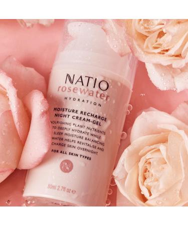 Natio Australia Rosewater Hydration Night Cream-Gel 2.7 oz | Moisturizer with Shea Butter for All Skin Types - International Shipping Available - Buy Online on GoSupps.com