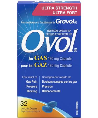 Ovol Ultra Strength Softgels Capsule For Gas Relief for Gas Pain Pressure Bloating 180mg & Extra Strength Cherry Flavour Chewable Tablets Gas Pain Pressure and Bloating Relief 180mg 32 Count Softgels + Tablets 32 Count - Buy Online on GoSupps.com