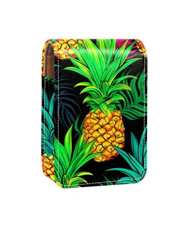 Lipstick Case Leather Lip Gloss Lipstick Organizer with Mirror Mini Lipstick Holder Bag Colorful Fruit Pineapple W919r7wrdh
