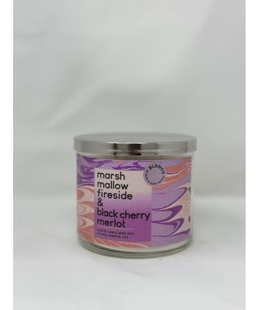 Marshmallow Fireside & Black Cherry Merlot 3 Wick Candle 14.5 oz / 411 g Made with Natural Essential Oil