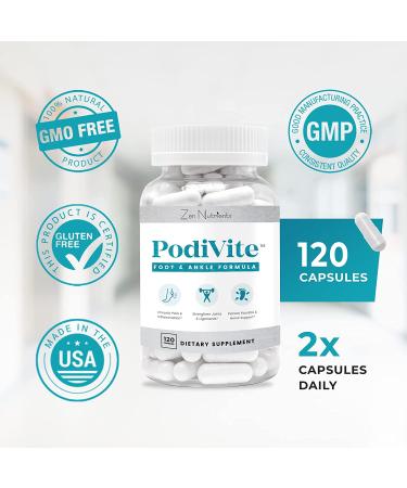PodiVite Foot Pain Relief Supplement with Turmeric & Boswellia Serrata - 360 Count x 3 | Zen Nutrients - Buy Online on GoSupps.com