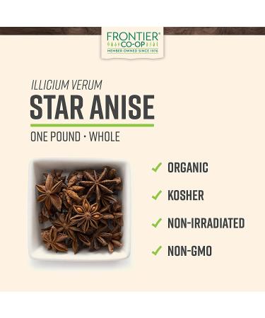 Frontier Organic Whole Star Anise - 16 oz (453 g) | Premium Spice - Buy Online on GoSupps.com