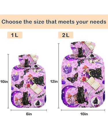 Naanle Halloween Black Cat Hot Water Bottle - 2L Heat & Cold Therapy | Large Warm Water Bottle with Transparent Bag for Bed & Pain Relief - Buy Online on GoSupps.com