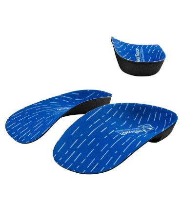 FeetTouch 3/4 High Arch Rigid Orthotics for Plantar Fasciitis Flat Feet Relieve Foot Back Hip Leg and Knee Pain Improve Balance Alignment Over-Pronation Inserts Relief Heel Spur Pain Blue Men9-11/Women10-12