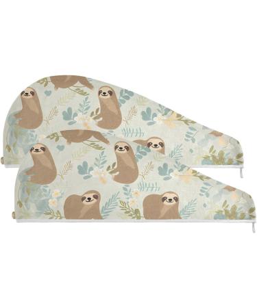 Buy Cute Sloths Hair Towel 2 Pack | Super Absorbent Quick Dry Hair Turbans for Women & Girls - Buy Online on GoSupps.com