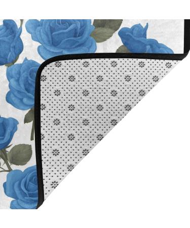 Beautiful Blue Roses Flannel Non-Slip Floor Mat - Comfortable & Lint-Free 63x48 Inches for All Occasions - Buy Online on GoSupps.com