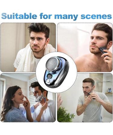 Pocket Size Electric Shaver - Portable Metal Shaver with Battery Display Washable & Fast Charging Ideal Travel Gift - Silver & Gradient Blue - Buy Online on GoSupps.com