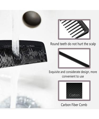 JeoPoom Carbon Comb Compact Carbon Comb Coarse Fine 2 Teeth Break-Proof Anti-Static Salon Hairdresser Hair Care Tools For Men And Women With Different Types Of Hair DoubleTooth - Buy Online on GoSupps.com