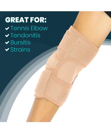 Vive Elbow Brace - Tennis Compression Sleeve for Golfers | Tendonitis Support Strap - Beige Standard - Buy Online on GoSupps.com