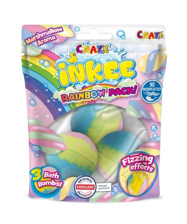 CRAZE INKEE Rainbow Bath Bombs - Set of 3 Scented Colorful Bath Bombs with Marshmallow Scent | Relaxing Spa Experience - Buy Online on GoSupps.com