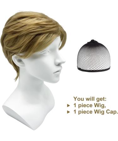 SKHAOVS Men's Short Blonde Cosplay Wig with Bangs - Heat Resistant Synthetic Hair for Halloween and Daily Costume - Buy Online on GoSupps.com
