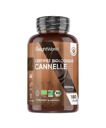 Cannelle Bio en G lules 180 G lules Multi-Usages Vegan pour 3 Mois Certifi es Biologiques Riche en Polyph nols Flavono des Vitamines et Min raux Ayurveda Organic Cinnamon 1000mg par Portion