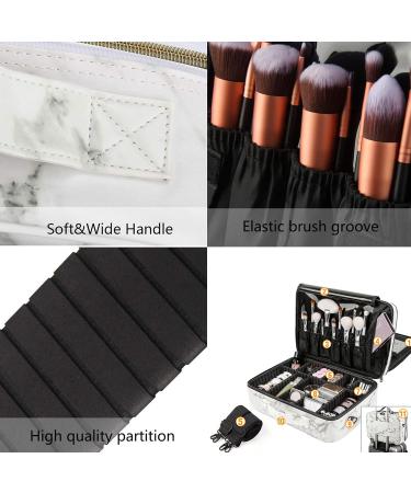 Deayou Large 3-Layer Travel Make-Up Case Portable Marble Cosmetic Bag with Adjustable Partition & Shoulder Strap for Professionals - Buy Online on GoSupps.com