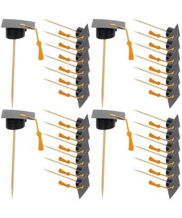 ABOOFAN 28pcs Graduation Cake Toppers Mini Graduation Caps Cupcake Picks for Class of 2024 Graduation Party Decorations