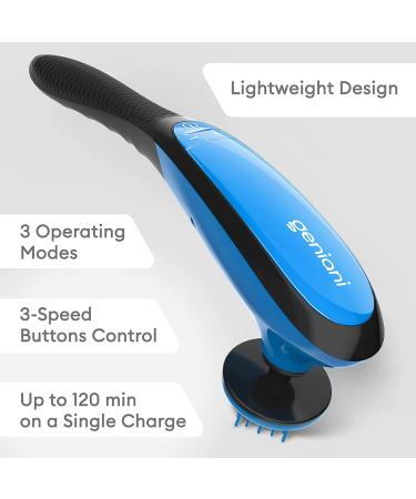 GENIANI Cordless Deep Tissue Massager - Handheld Electric Massager for Full Body Pain Relief - Percussion Therapy for Neck, Shoulders, Back, Legs, and Feet (Blue) - Buy Online on GoSupps.com