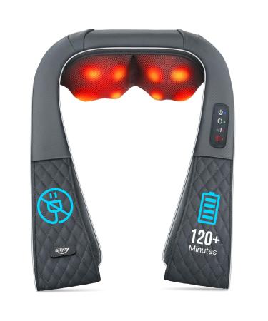 Wireless neck massage device with heat function AllJOy Shiatsu Massageger with 3D-rotating portable shoulder massage device with adjustable straps gifts gray - Buy Online on GoSupps.com