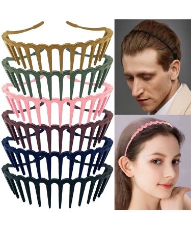 LAPOHI 6 PCS Zig Zag Headbands for Women and Girls Shark Teeth Plastic Hair Band 90s Non Slip Comb Spike Clear Headband