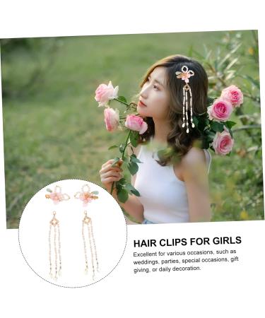 FRCOLOR 4 Pairs Comb Flower Tassel Hairpins Retro Tassel Hair Clip Lower Tassel Hair Clip Flower Hair Barrettes Chinese Girl Hair Accessories Flower Hair Clip Flower Tassel Barrettes Pearl - Buy Online on GoSupps.com