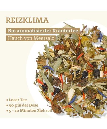 TRINK MEER TEE Trink Meer Tee REIZKLIMA - Organic Herbal Tea | Highly Aromatic | Organic tea with a touch of sea salt ginger and other herbs and spices | Loose leaf tea in a pretty tea tin | Tea Gift | 90g - Buy Online on GoSupps.com