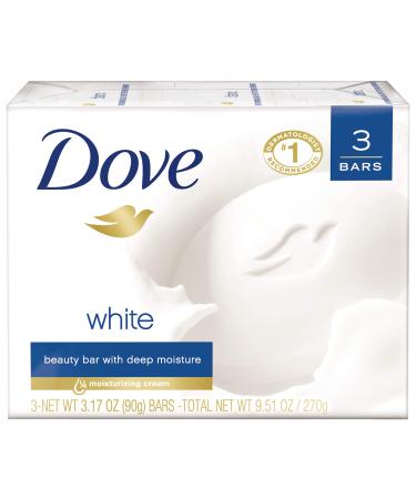Dove Beauty Bar More Moisturizing than Bar Soap White Effectively Washes Away Bacteria While Nourishing Your Skin 3.17 oz 3 Bars