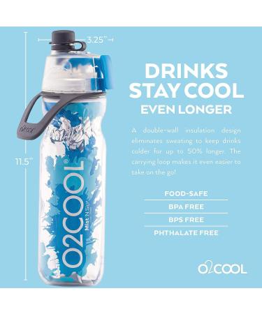 O2COOL Mist 'N Sip 2-in-1 Misting Water Bottle - 20 oz (Splash Blue) - Buy Online on GoSupps.com