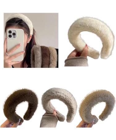 amangul Sweet Headbands Faux Furs Headband Fashion Headband Multipurpose Yoga Sports Spa Wide Brim Hair Hoop for Woman Girls(Beige) - Buy Online on GoSupps.com