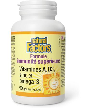 Natural Factors Super Immune Formula 90 liquid softgels Vitamin A D3 Zinc & Omega-3 One-per-Day Supports Immune Function - Buy Online on GoSupps.com
