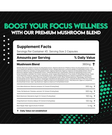 UTOYA Natural Mushroom Blend Supplements - Lions Mane Supplement Capsules with Reishi Cordyceps More for Calm Focus and Wellness - Non-GMO Vegan/Gluten Free Multi Mushroom Supplement - 90 Capsules - Buy Online on GoSupps.com