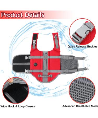 Emust Dog Life Preserver - High Buoyancy Flotation Vest for Small Medium & Large Dogs - Perfect for Swimming & Beach Activities - NEW RED - Buy Online on GoSupps.com