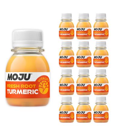 MOJU Turmeric Shots (12 x 60ml) | Pure Super Root Boost Natural Ingredients No Added Sugars or Sweeteners Vegan Turmeric 5 ml (Pack of 12) - Buy Online on GoSupps.com