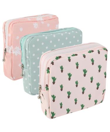 3Pcs Period Bag Sanitary Pad Storage Bag Samll Period Pouch for Purse Cute Menstrual Period Bag Tampon Pad Holder for Purse Tampon Organizer Pouch Feminine Care Period Bags for Teen Girls School Maple & Cactus & Polka Dots - Buy Online on GoSupps.com