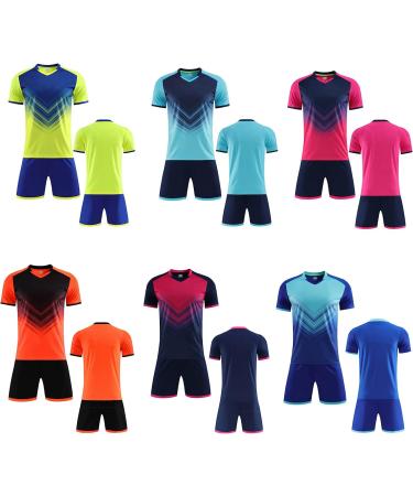 Personalized Football Jersey Set - Custom Name Number & Team Logo | Colorful Blue T-Shirt & Shorts for Kids & Men - Buy Online on GoSupps.com
