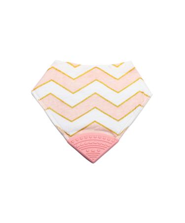 V&D HOME - Baby and Toddler Dribble Bib with Teether | 0-18 month Teething Bibs for Baby and Toddler | 100% BPA & Pthalate Free | Bandana bib with teether Pink and White Stripes