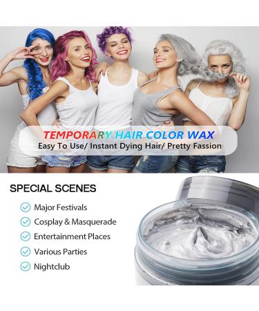 Hair Colour Wax Temporary Hair Dye Wax 120g Natural Matte Hairstyle Washable Hair Wax for Party Cosplay Halloween Christmas (Gray) Silver Grey - Buy Online on GoSupps.com